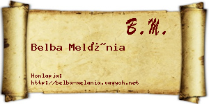 Belba Melánia névjegykártya